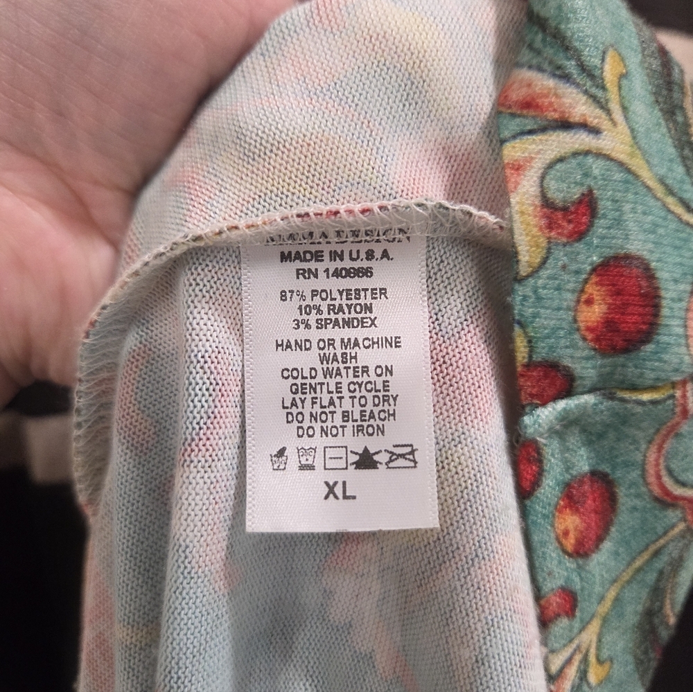 amma Fairy Whimsical Cottage Peasant  Floral Romance Maxi Skirt Aqua Red Size XL - Picture 7 of 7